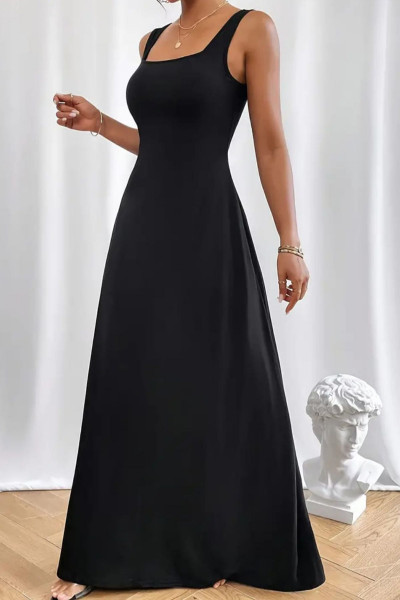 Kadın Siyah Trend U Yaka Uzun Askılı Elbise Kadın Siyah Trend U Yaka Uzun Askılı Elbise