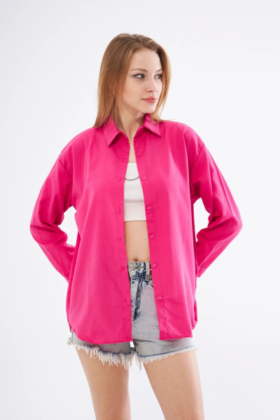 Kadın Pembe Oversize Uzun Basic Gömlek Kadın Pembe Oversize Uzun Basic Gömlek
