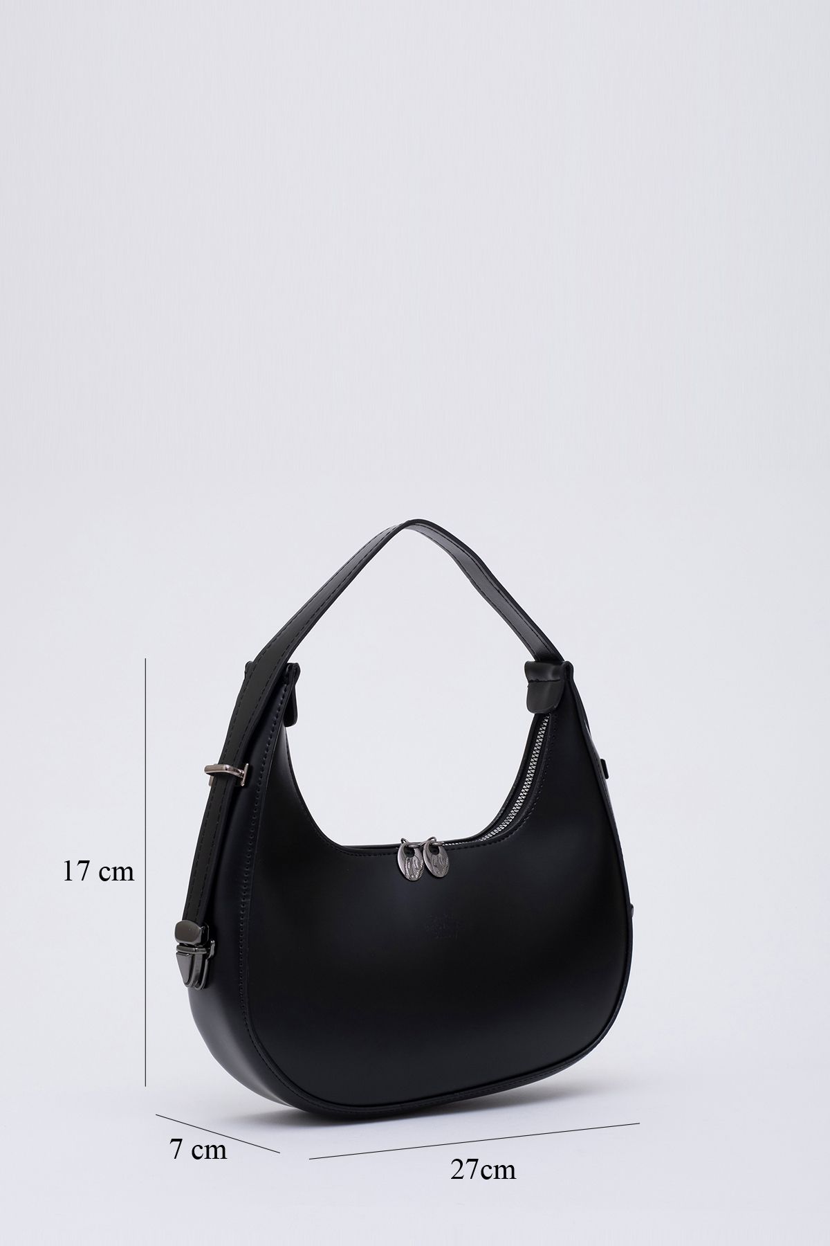 Siyah Shk110 Özel Ayarlanabilir Askılı Fermuarlı El, Kol ve Omuz Çantası U:17 E:27 G:7 cm