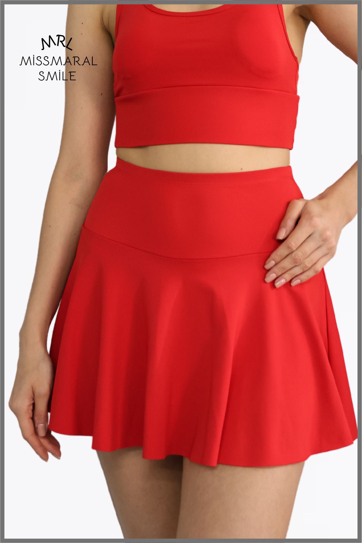 Kırmızı Etek Içi Sabit Şortlu Yüksek Bel Skirt With Shorts Casual Beachwear Tennis 1101 Kırmızı Etek Içi Sabit Şortlu Yüksek Bel Skirt With Shorts Casual Beachwear Tennis 1101