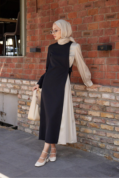 KONTRAST RENKLİ ELBİSE