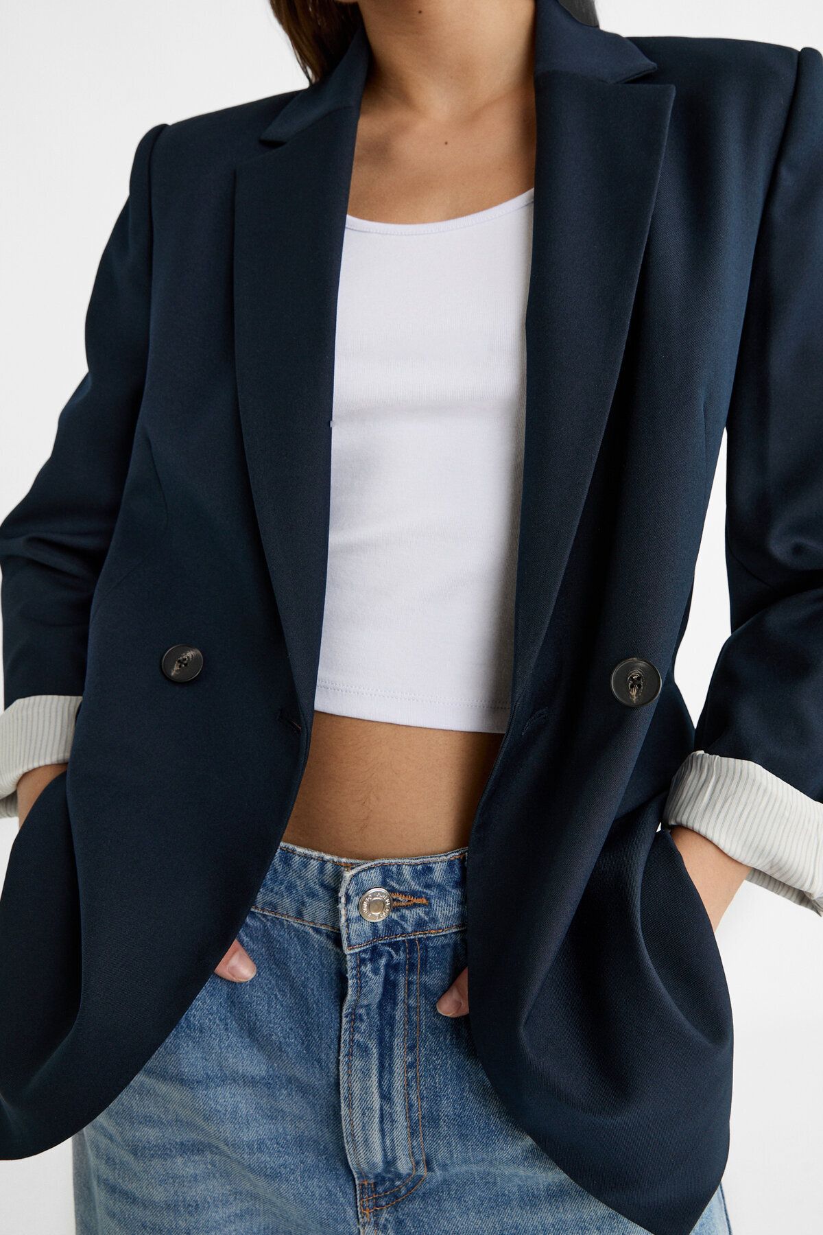 Slim fit kruvaze blazer Slim fit kruvaze blazer