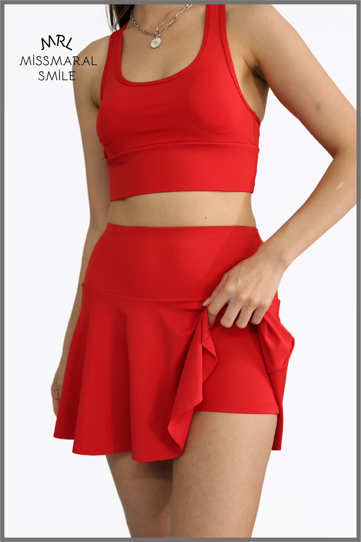 Kırmızı Etek Içi Sabit Şortlu Yüksek Bel Skirt With Shorts Casual Beachwear Tennis 1101 Kırmızı Etek Içi Sabit Şortlu Yüksek Bel Skirt With Shorts Casual Beachwear Tennis 1101