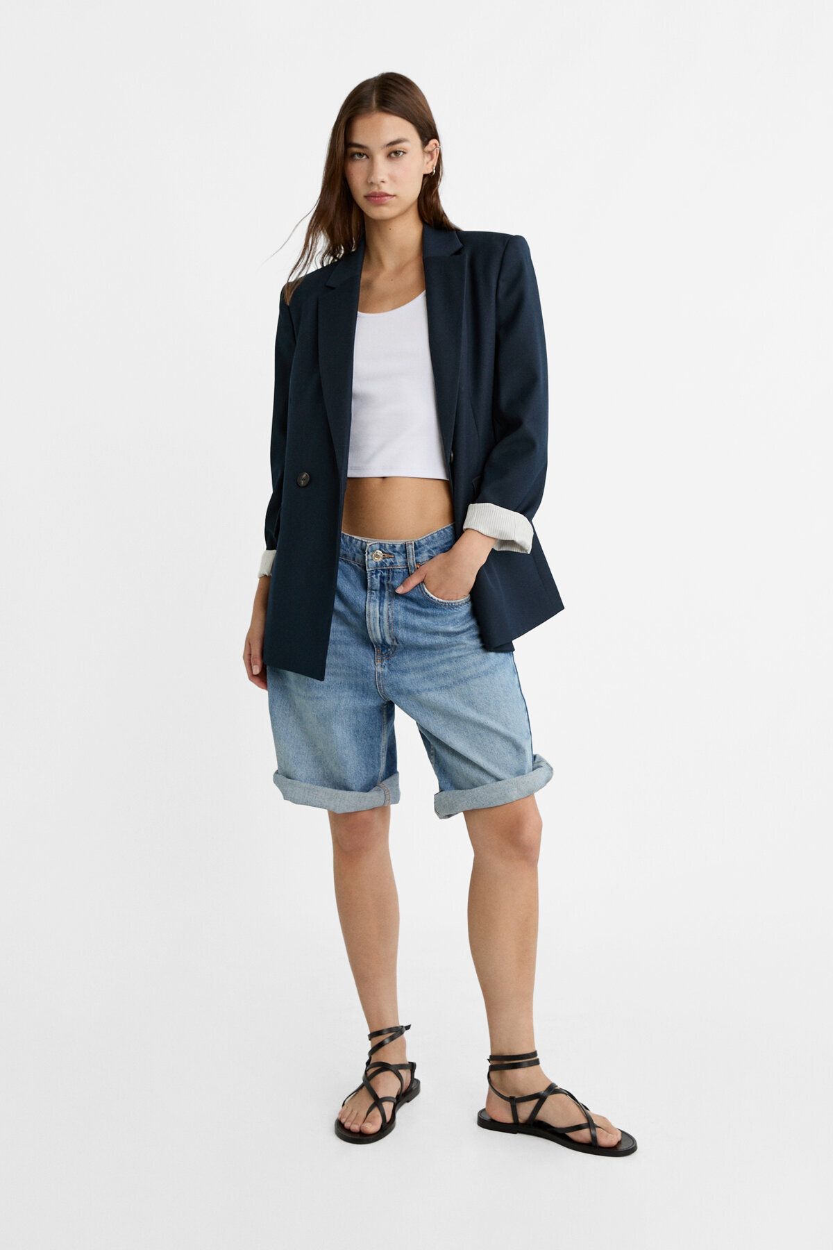 Slim fit kruvaze blazer Slim fit kruvaze blazer