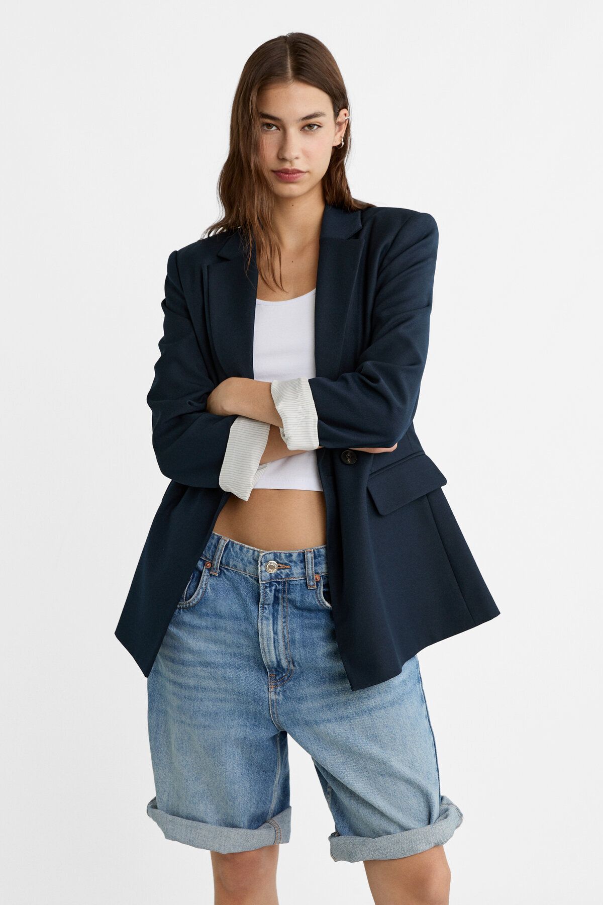 Slim fit kruvaze blazer Slim fit kruvaze blazer