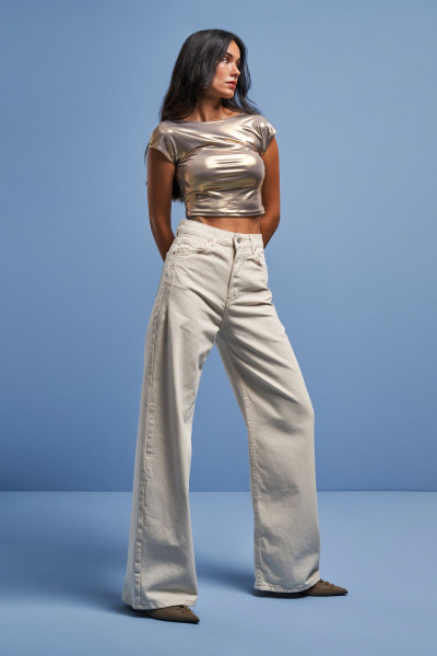 Kadın Raw Renk Wide Leg Fit Likralı Kumaş Denim Kadın Raw Renk Wide Leg Fit Likralı Kumaş Denim