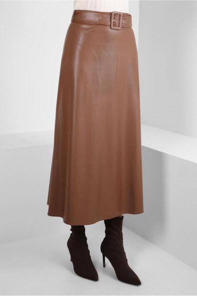 Kemerli Suni Deri Etek 60525