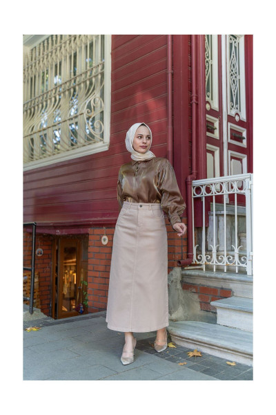 Tesettür Etek - Badem Tesettür Etek - Badem