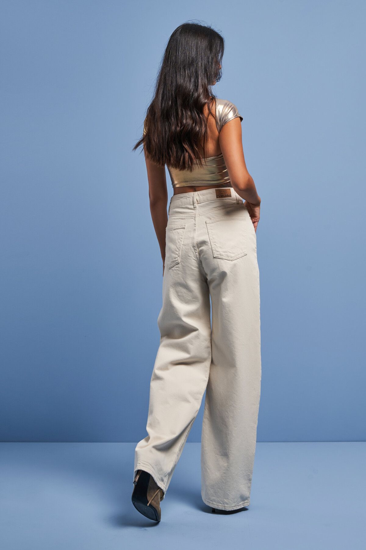 Kadın Raw Renk Wide Leg Fit Likralı Kumaş Denim Kadın Raw Renk Wide Leg Fit Likralı Kumaş Denim