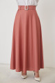 Kemerli Kloş Etek-3078 Gülkurusu Kemerli Kloş Etek-3078 Gülkurusu
