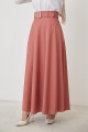 Kemerli Kloş Etek-3078 Gülkurusu Kemerli Kloş Etek-3078 Gülkurusu