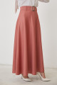 Kemerli Kloş Etek-3078 Gülkurusu Kemerli Kloş Etek-3078 Gülkurusu