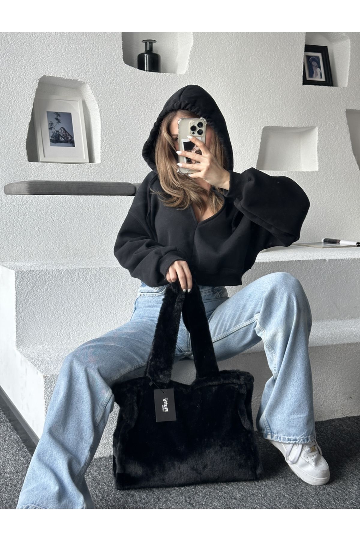 Midnight Juicy Tote Kadın Peluş Omuz Çantası Midnight Juicy Tote Kadın Peluş Omuz Çantası