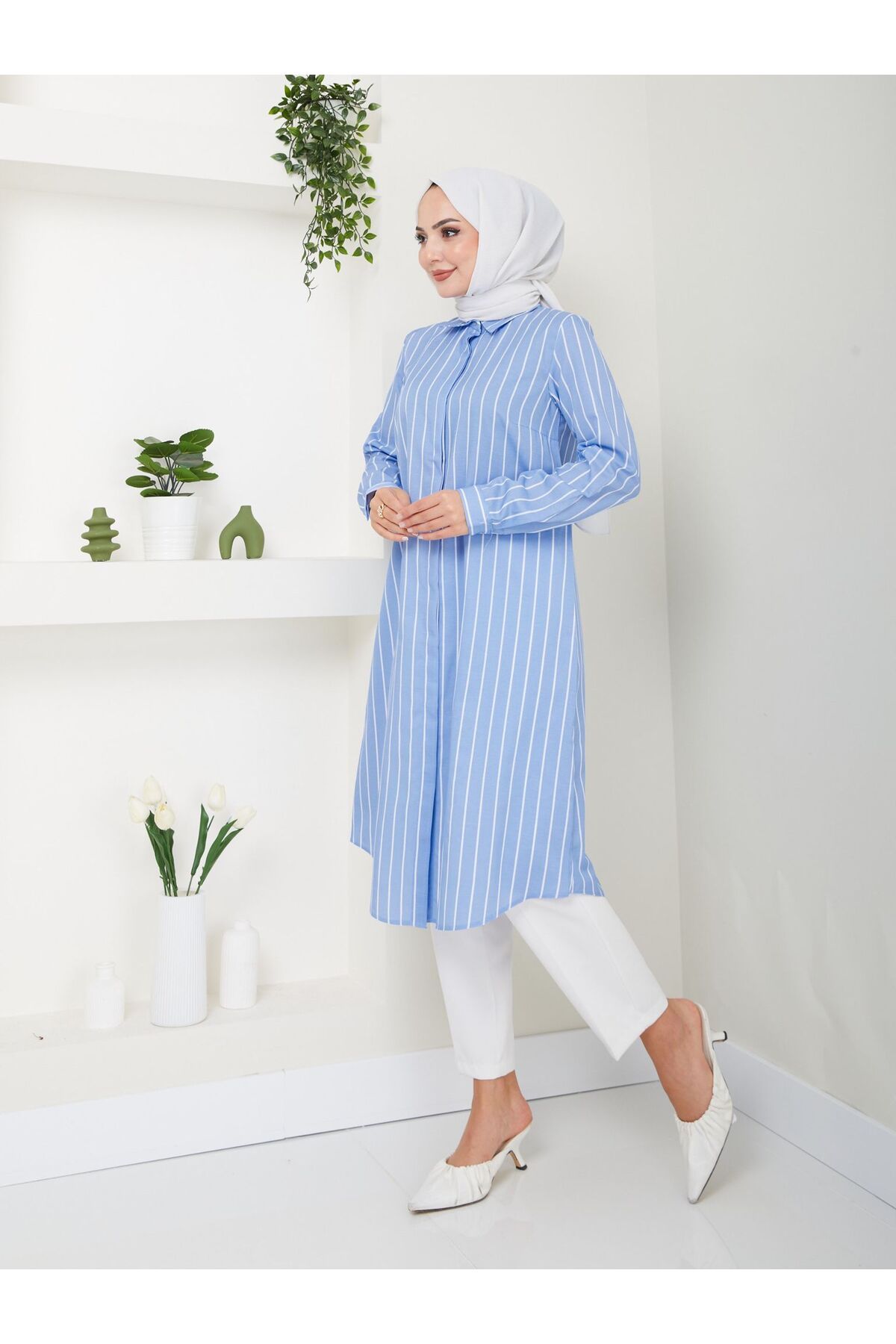 Uzun Gömlek Tunik Poplin Kumaş Uzun Gömlek Tunik Poplin Kumaş