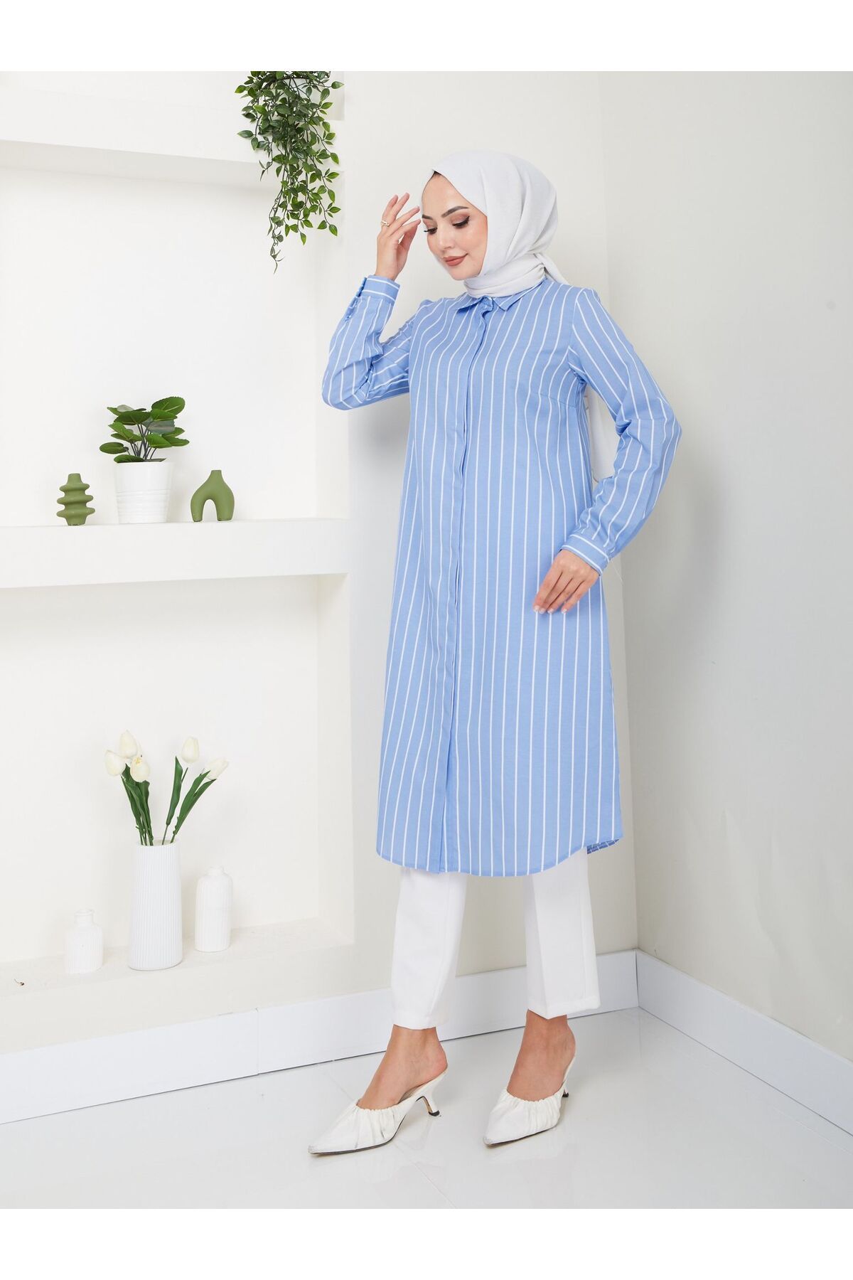 Uzun Gömlek Tunik Poplin Kumaş Uzun Gömlek Tunik Poplin Kumaş