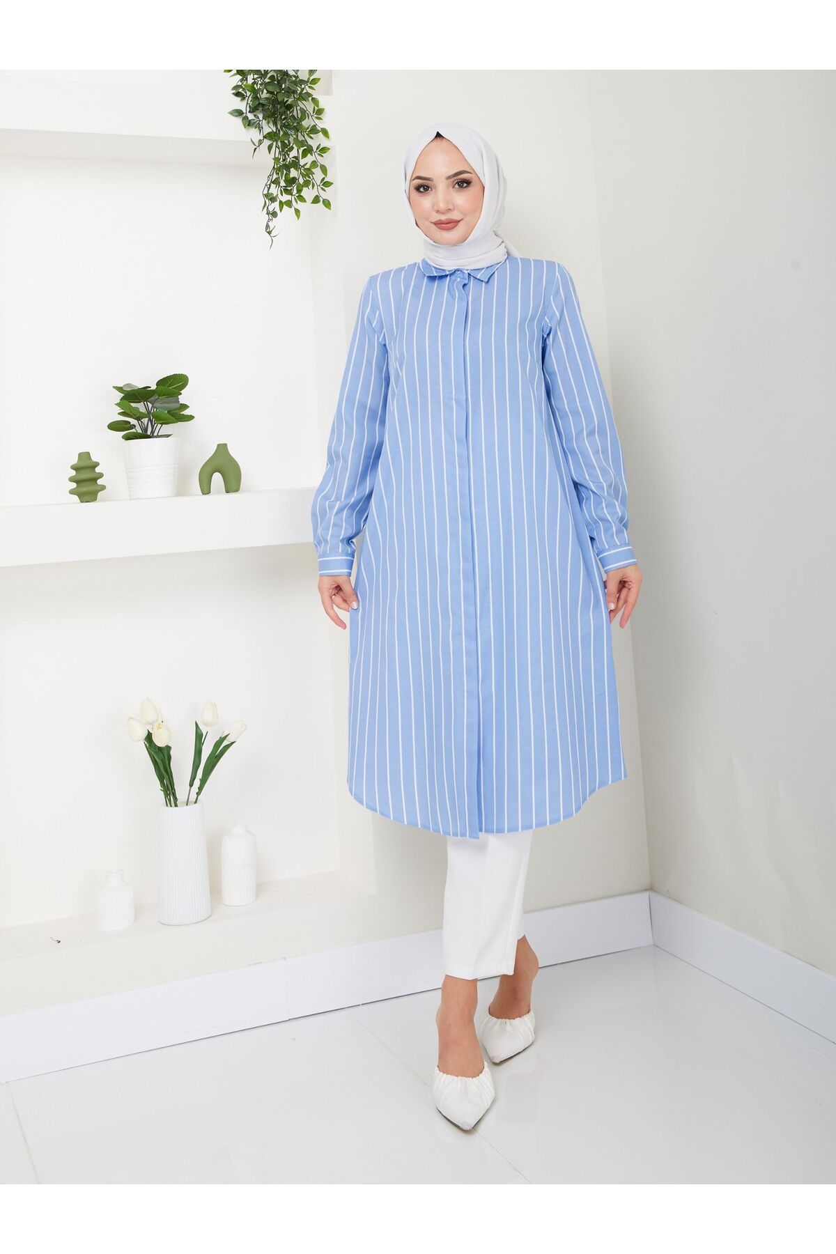 Uzun Gömlek Tunik Poplin Kumaş Uzun Gömlek Tunik Poplin Kumaş