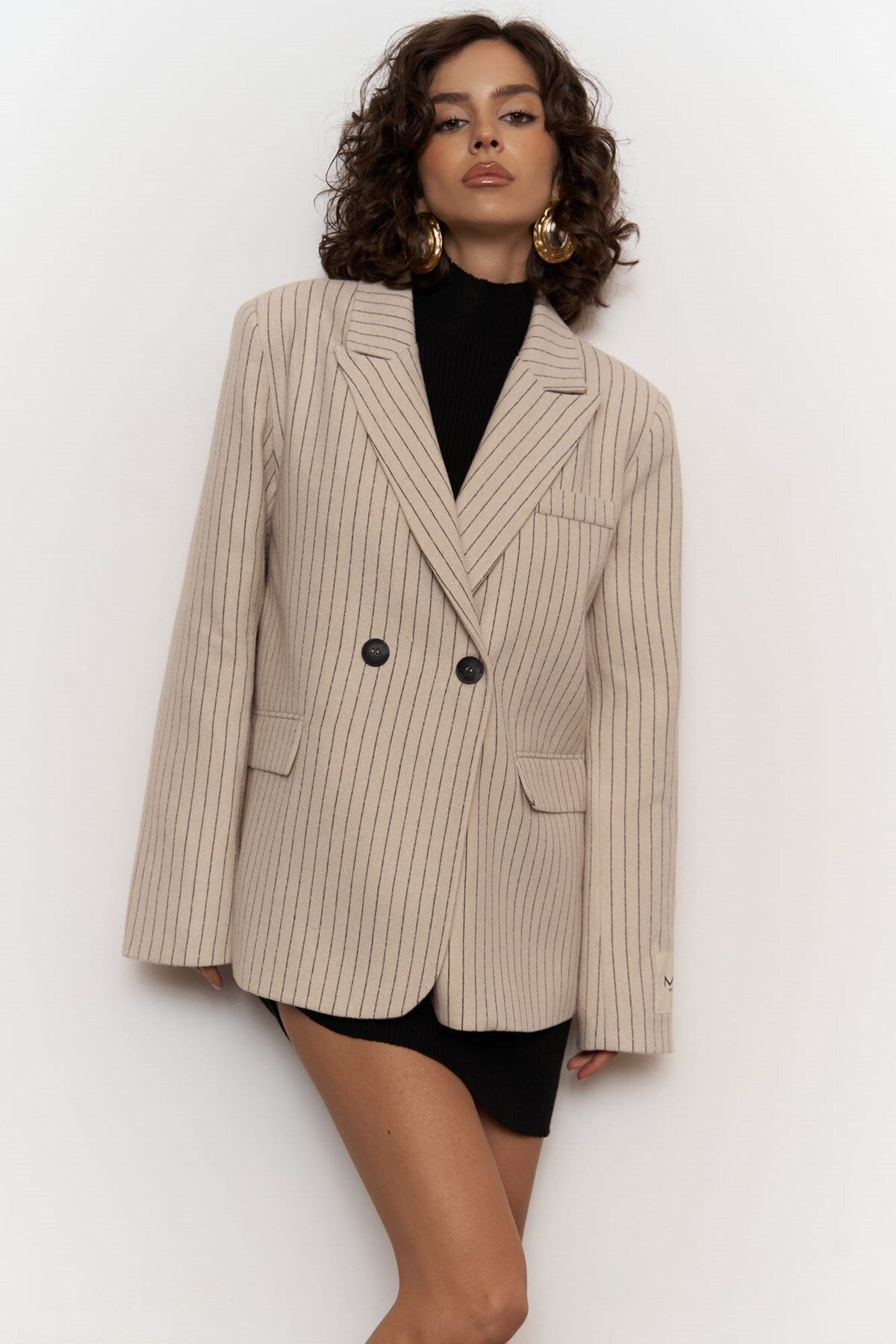 Rosalind Bej Çizgili Blazer Ceket Rosalind Bej Çizgili Blazer Ceket