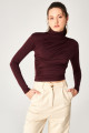 Koyu Bordo Poliamid Dik Yaka Drapeli Bluz Koyu Bordo Poliamid Dik Yaka Drapeli Bluz