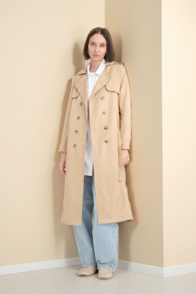 Şal Yaka Düğmeli Trençkot Bej Şal Yaka Düğmeli Trençkot Bej