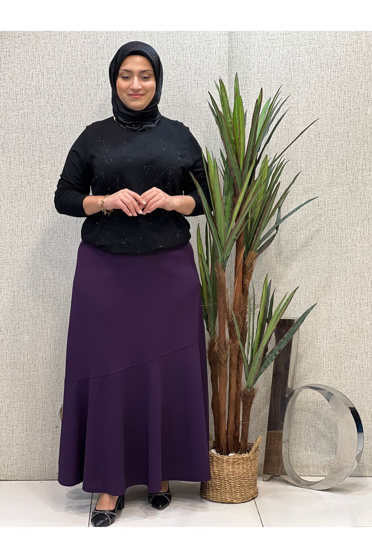 Likralı Valonlu Etek Likralı Valonlu Etek