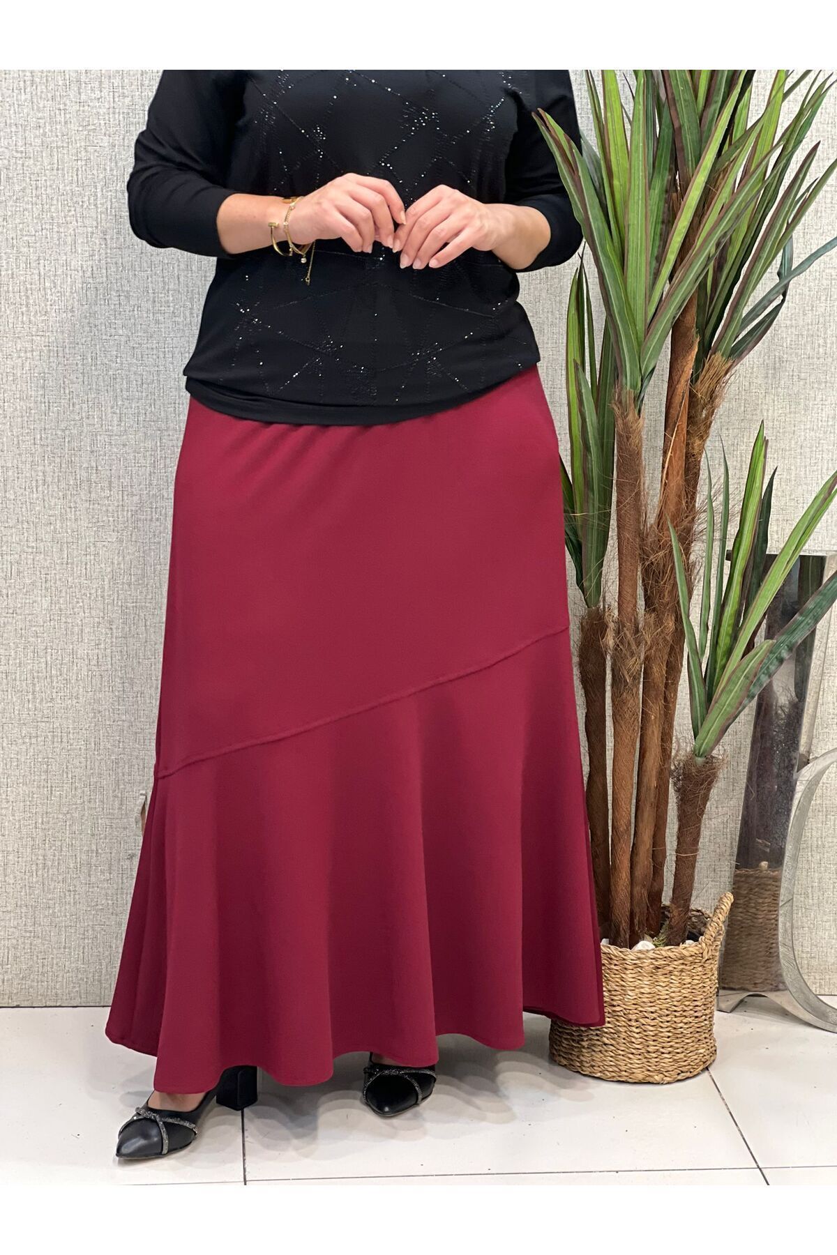 Likralı Valonlu Etek Likralı Valonlu Etek