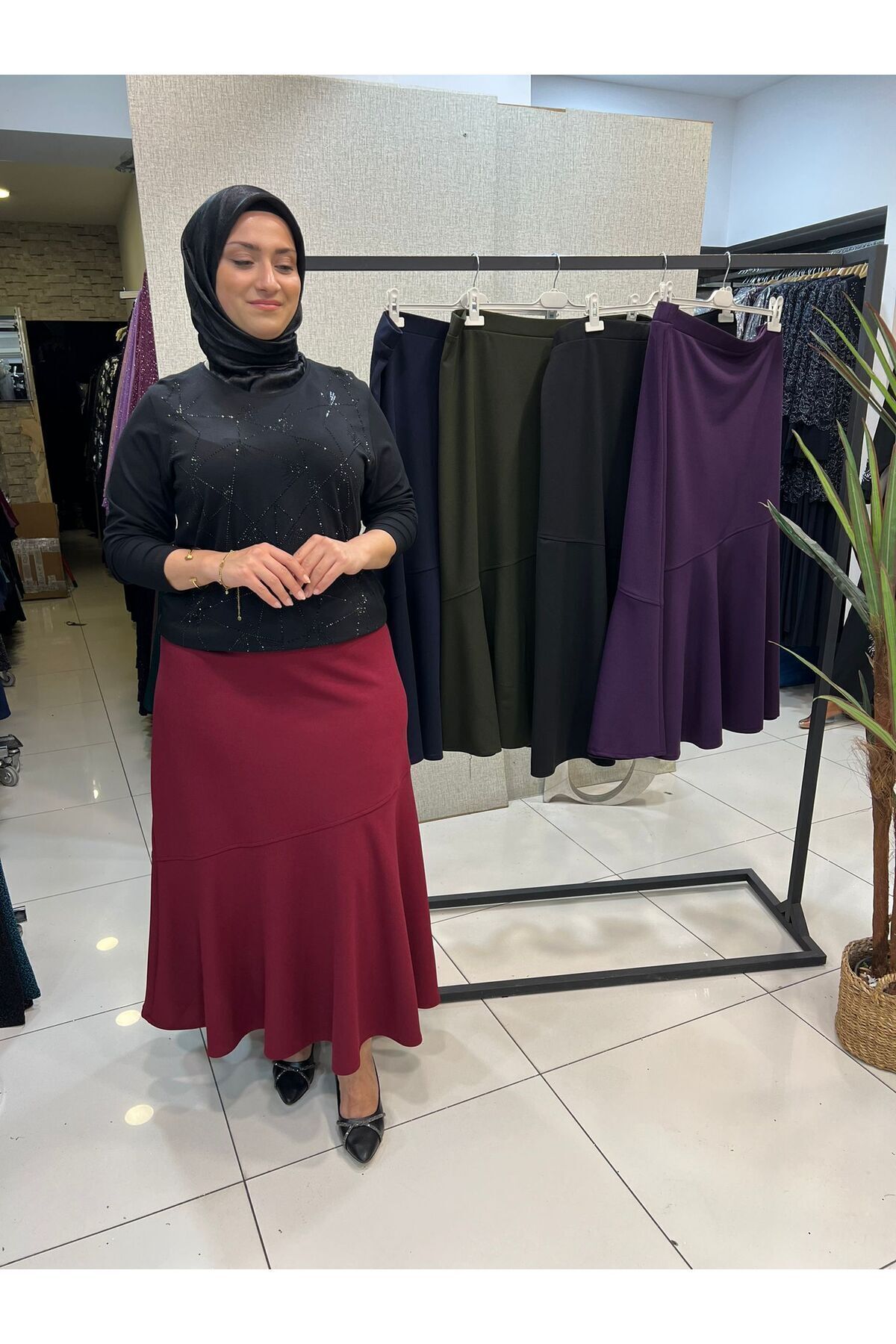 Likralı Valonlu Etek Likralı Valonlu Etek