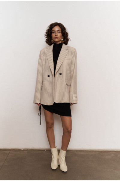 Rosalind Bej Çizgili Blazer Ceket