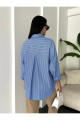 Mavi Beyaz Çizgili Oversize Cepli Gömlek 27135 Mavi Beyaz Çizgili Oversize Cepli Gömlek 27135
