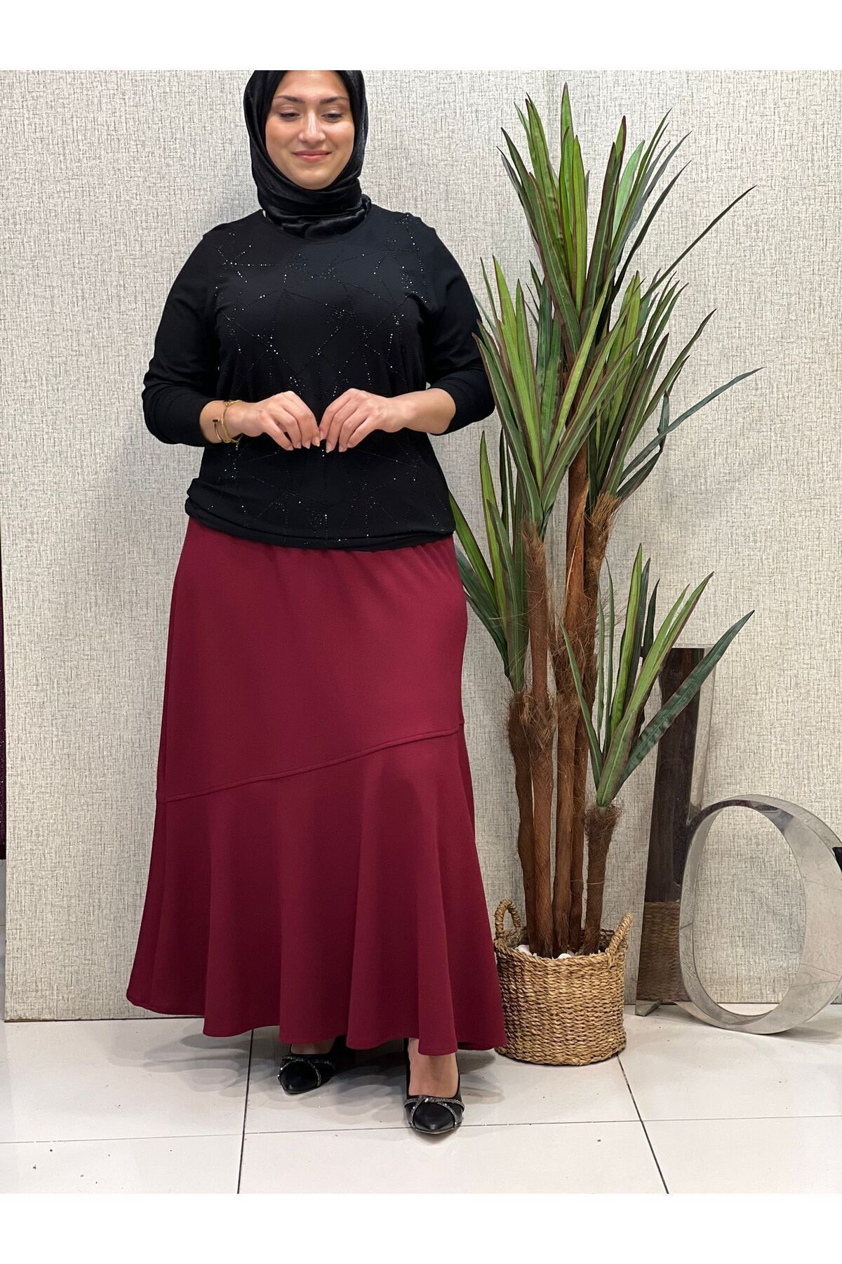 Likralı Valonlu Etek Likralı Valonlu Etek