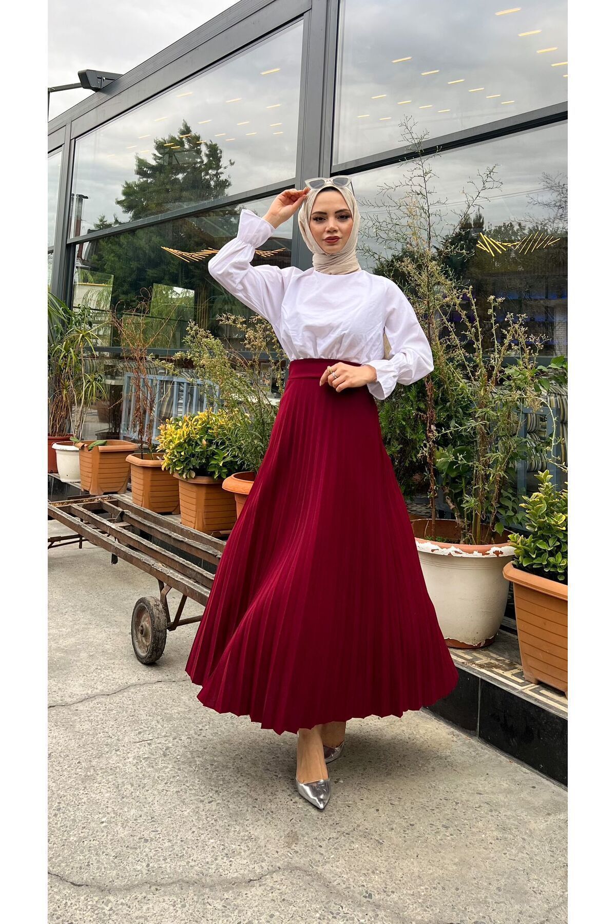 Piliseli Kloş Kalıp,(S-M-L-XL---36-48 BEDEN ARALIĞINDA), Bordo Skuba Krep Etek Piliseli Kloş Kalıp,(S-M-L-XL---36-48 BEDEN ARALIĞINDA), Bordo Skuba Krep Etek