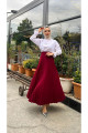 Piliseli Kloş Kalıp,(S-M-L-XL---36-48 BEDEN ARALIĞINDA), Bordo Skuba Krep Etek Piliseli Kloş Kalıp,(S-M-L-XL---36-48 BEDEN ARALIĞINDA), Bordo Skuba Krep Etek
