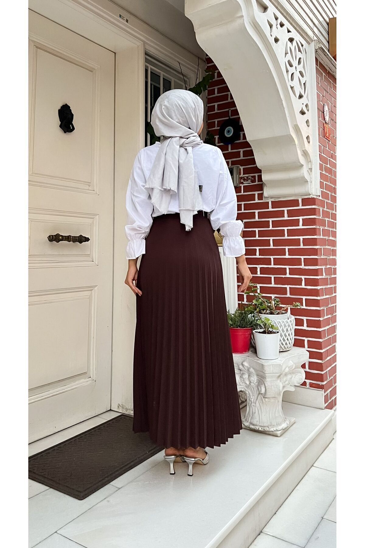 Piliseli Kloş Kalıp,(S-M-L-XL---36-48 BEDEN ARALIĞINDA),kahverengi Skuba Krep Etek Piliseli Kloş Kalıp,(S-M-L-XL---36-48 BEDEN ARALIĞINDA),kahverengi Skuba Krep Etek