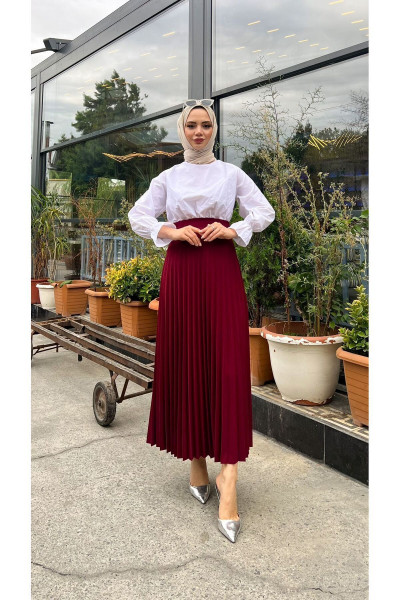 Piliseli Kloş Kalıp,(S-M-L-XL---36-48 BEDEN ARALIĞINDA), Bordo Skuba Krep Etek Piliseli Kloş Kalıp,(S-M-L-XL---36-48 BEDEN ARALIĞINDA), Bordo Skuba Krep Etek