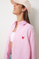 Kalp Nakışlı Çizgili Oversize Poplin gömlek Pembe Beyaz Ldx0001 Kalp Nakışlı Çizgili Oversize Poplin gömlek Pembe Beyaz Ldx0001