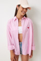 Kalp Nakışlı Çizgili Oversize Poplin gömlek Pembe Beyaz Ldx0001 Kalp Nakışlı Çizgili Oversize Poplin gömlek Pembe Beyaz Ldx0001