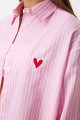 Kalp Nakışlı Çizgili Oversize Poplin gömlek Pembe Beyaz Ldx0001 Kalp Nakışlı Çizgili Oversize Poplin gömlek Pembe Beyaz Ldx0001