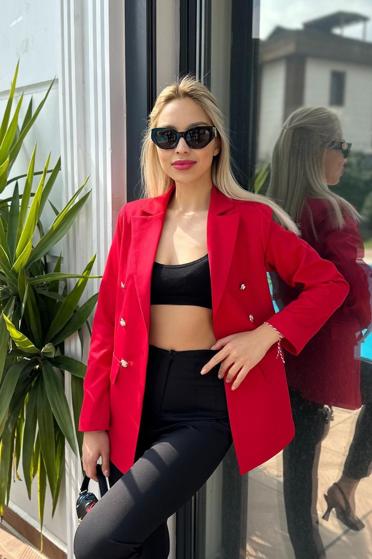 Kırmızı Blazer Ceket