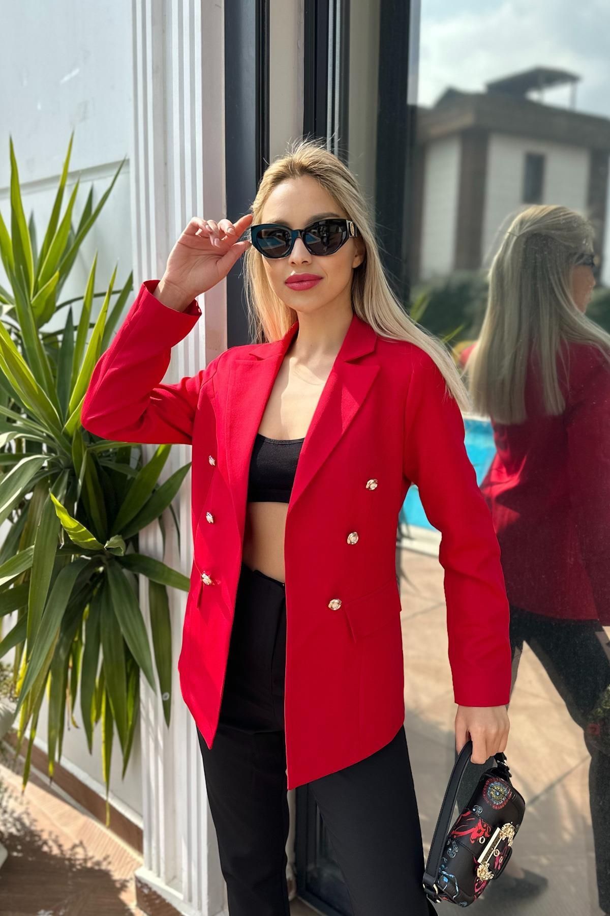Kırmızı Blazer Ceket