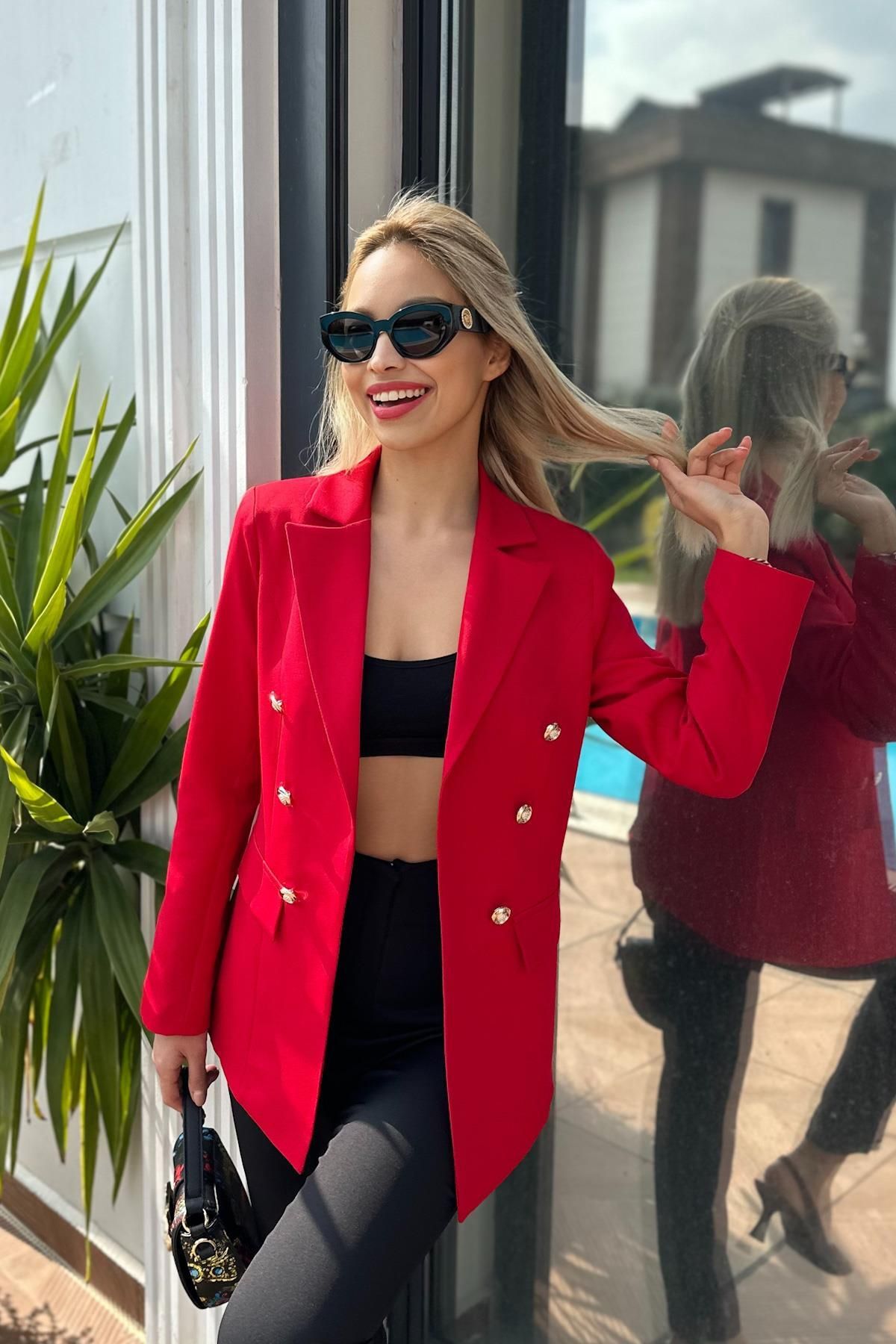 Kırmızı Blazer Ceket