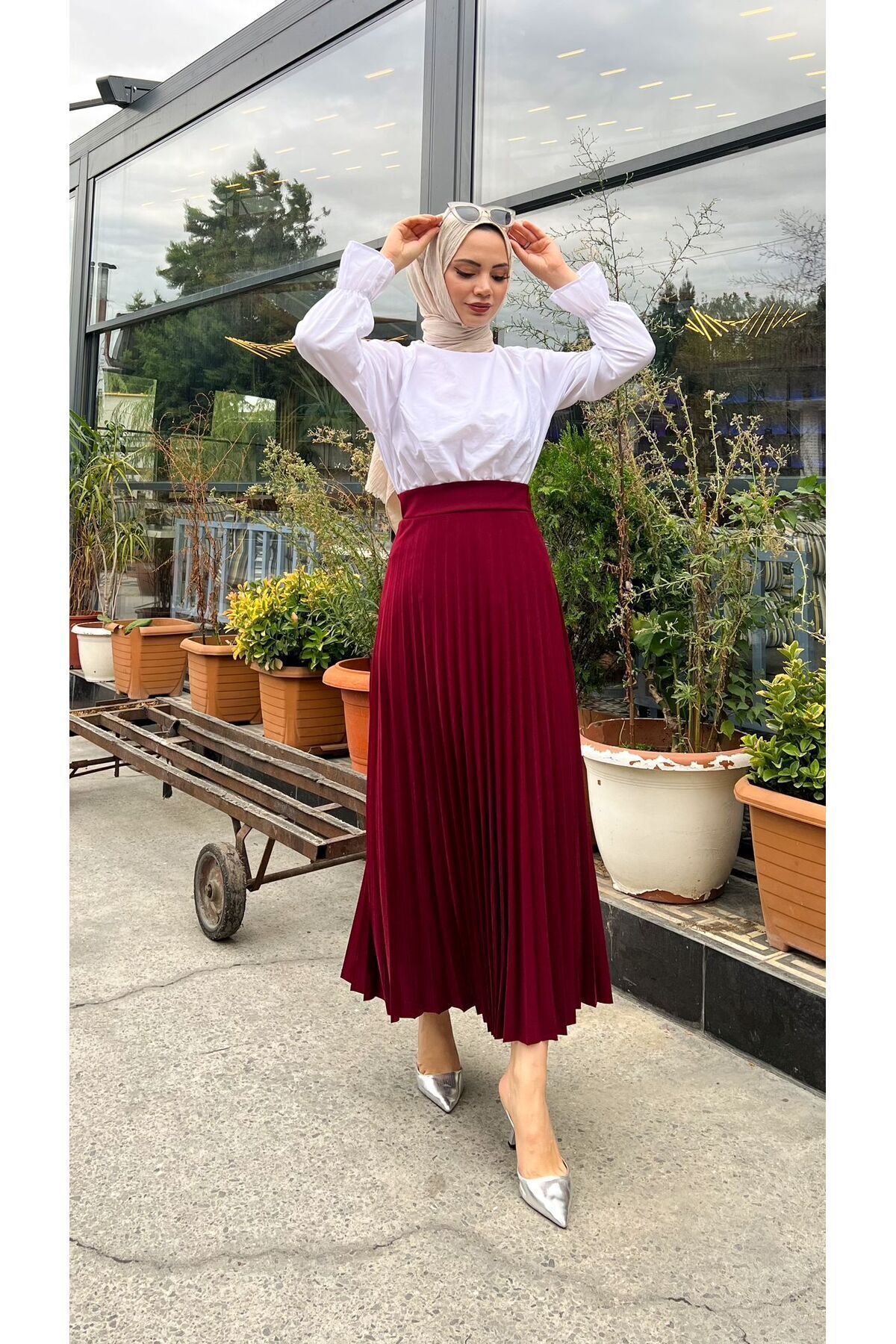 Piliseli Kloş Kalıp,(S-M-L-XL---36-48 BEDEN ARALIĞINDA), Bordo Skuba Krep Etek Piliseli Kloş Kalıp,(S-M-L-XL---36-48 BEDEN ARALIĞINDA), Bordo Skuba Krep Etek