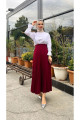 Piliseli Kloş Kalıp,(S-M-L-XL---36-48 BEDEN ARALIĞINDA), Bordo Skuba Krep Etek Piliseli Kloş Kalıp,(S-M-L-XL---36-48 BEDEN ARALIĞINDA), Bordo Skuba Krep Etek