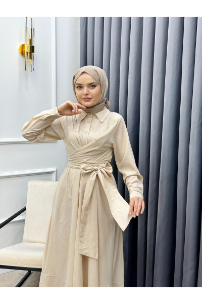 ÖNDEN BAĞLAMALI COTTON ELBİSE ÖNDEN BAĞLAMALI COTTON ELBİSE