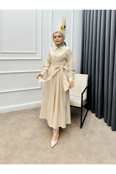 ÖNDEN BAĞLAMALI COTTON ELBİSE ÖNDEN BAĞLAMALI COTTON ELBİSE