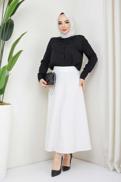 Puf Scuba CİZGİLİ ZARA DESEN Etek Puf Scuba CİZGİLİ ZARA DESEN Etek