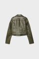 Kemerli suni deri biker ceket Kemerli suni deri biker ceket