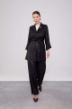 Siyah Beli Kuşak Kapamalı Pantolonlu Ceket Takım Siyah Beli Kuşak Kapamalı Pantolonlu Ceket Takım