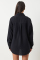 Oversize Basic Müslin Gömlek Siyah Lmx0002 Oversize Basic Müslin Gömlek Siyah Lmx0002