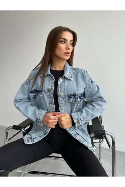 Salaş Oversize Kadın Kot Denim Ceket Salaş Oversize Kadın Kot Denim Ceket