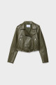 Kemerli suni deri biker ceket Kemerli suni deri biker ceket