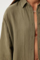 Oversize Basic Müslin Gömlek Haki Lmx0002